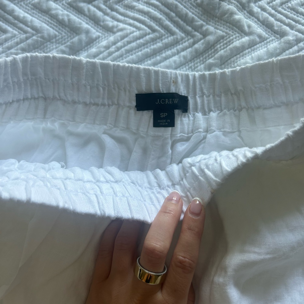 J. Crew White Linen Pants. Small Petite